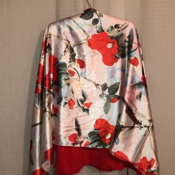 Large Vibrant Floral Polyester Scarf - Picture 2 of 11